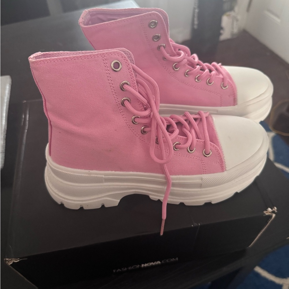 Fashion Nova Pink High-Top Sneakers